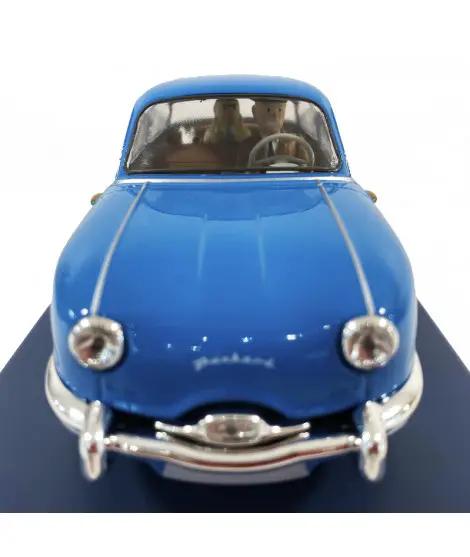 Panhard Dyna Z taxi model by MOULINSART, blue die-cast car with two interior figures.