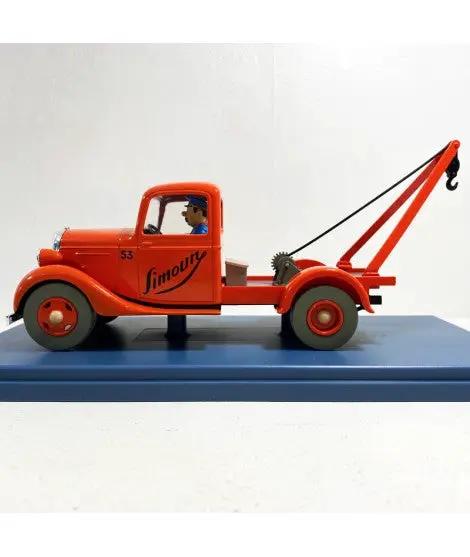 Voiture de collection MOULINSART Tintin dépanneuse Simoun 1/24 rouge sur socle bleu