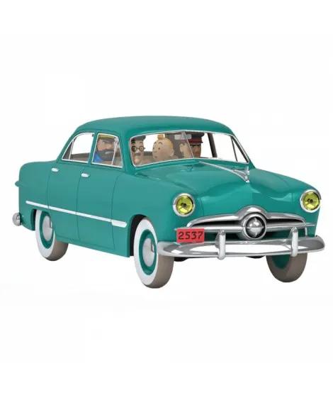 Coche de colección MOULINSART Tintin 1:24, sedán turquesa de los años 50 con neumáticos blancos