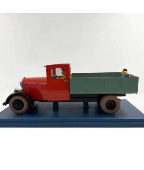 Camión de colección Tintin a escala 1/24, cabina roja y caja verde con figura