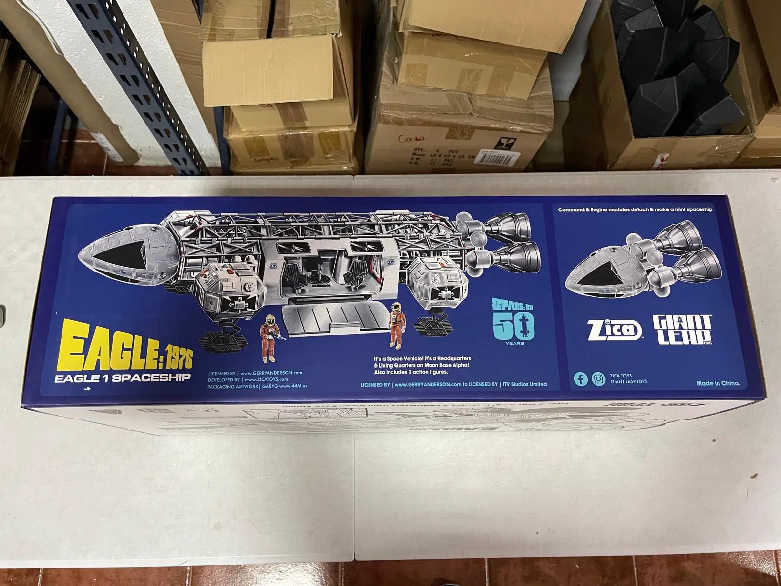 Space 1999 Eagle 1 spaceship playset box by ZICA TOYS, blue packaging with spacecraft art