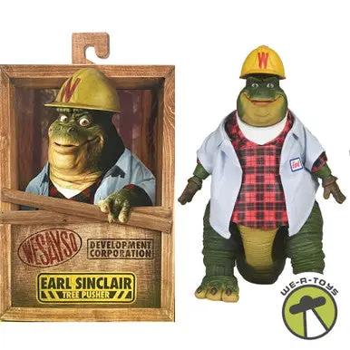 NECA Dinosaurs Ultimate Earl Sinclair figure 18 cm: boxed crate and a loose figure with yellow helmet and plaid shirt