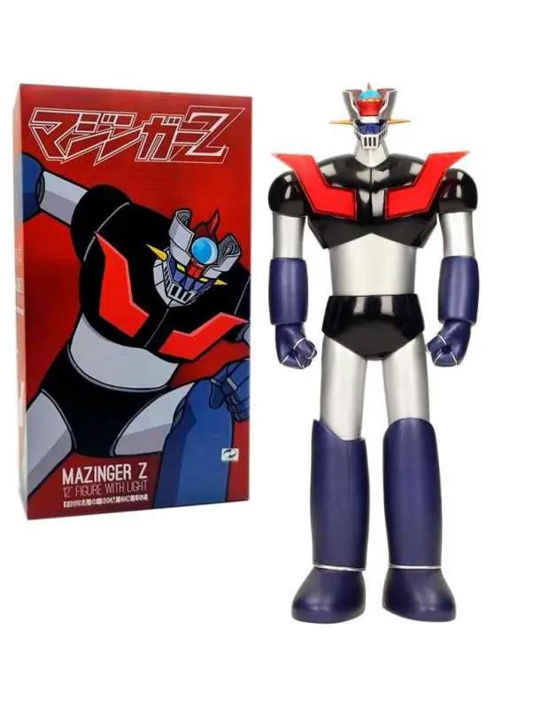 Mazinger Z estatua con luz de PVC, 30 cm; color plata, negro y rojo; 2 piezas (estatua y caja) SD TOYS
