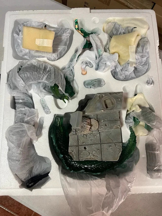 Saint Seiya Dragon Shiryu 1/10 Deluxe Art Statue in foam packaging; green armor, gray base parts, Kimera y Foley Shop