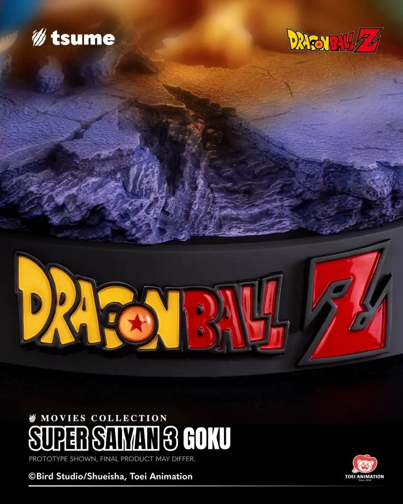 Figura de acción TSUME Super Saiyan 3 Goku, 57 cm, de la colección Movies Collection, base con logo Dragon Ball Z.