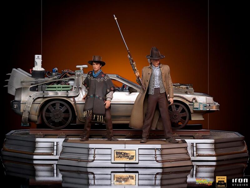 Regreso al Futuro III Estatuas 1/10 Art Scale Delorean Full Set Deluxe 57 cm