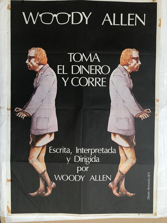 CARTEL DE CINE "TOMA EL DINERO Y CORRE" PELICULA DIRIGIDA POR WOODY ALLEN 1969 100X70CM