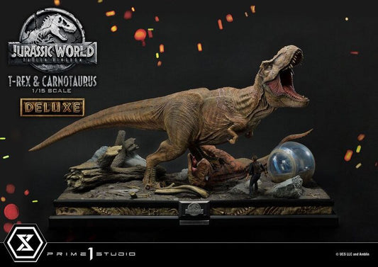 Jurassic World: Fallen Kingdom Statue 1/15 T-Rex &amp; Carnotaurus Deluxe Version 90 cm