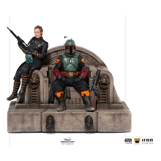 Star Wars The Mandalorian Estatua 1/10 Deluxe Art Scale Boba Fett & Fennec on Throne 23 cm