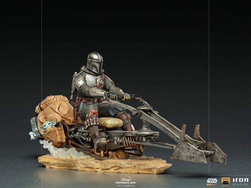 Star Wars The Mandalorian Statue 1/10 Deluxe Art Scale Mandalorian auf Speederbike 18 cm 