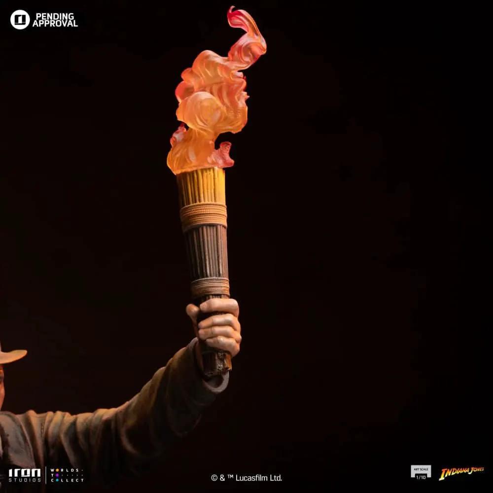 Iron Studios Indiana Jones statue, 1/10 scale, hand gripping a lit torch with orange flame
