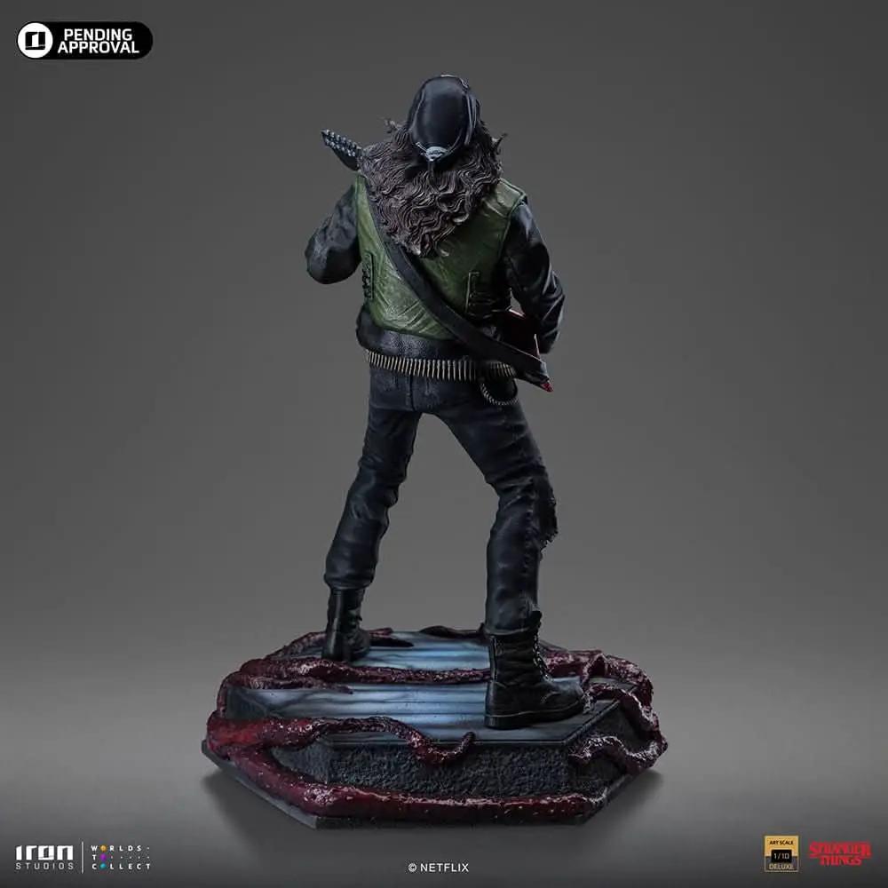 Statue Eddie from Stranger Things, 1/10 scale by Iron Studios; green vest, guitar on back.