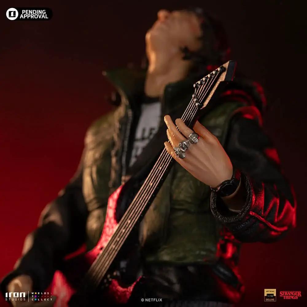 Estatua Eddie - Stranger Things, escala 1/10, figura de acción IRON STUDIOS tocando guitarra roja con anillos