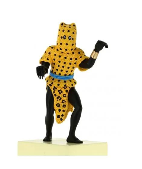 Figura de colección de resina Tintin Hombre Leopardo, colección museo imaginario, MOULINSART, 32 cm, base beige.