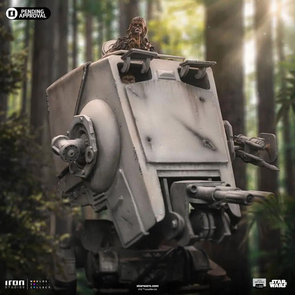 Statue AT-ST and Chewbacca on forest diorama, Iron Studios Star Wars 1/20 Demi Art Scale