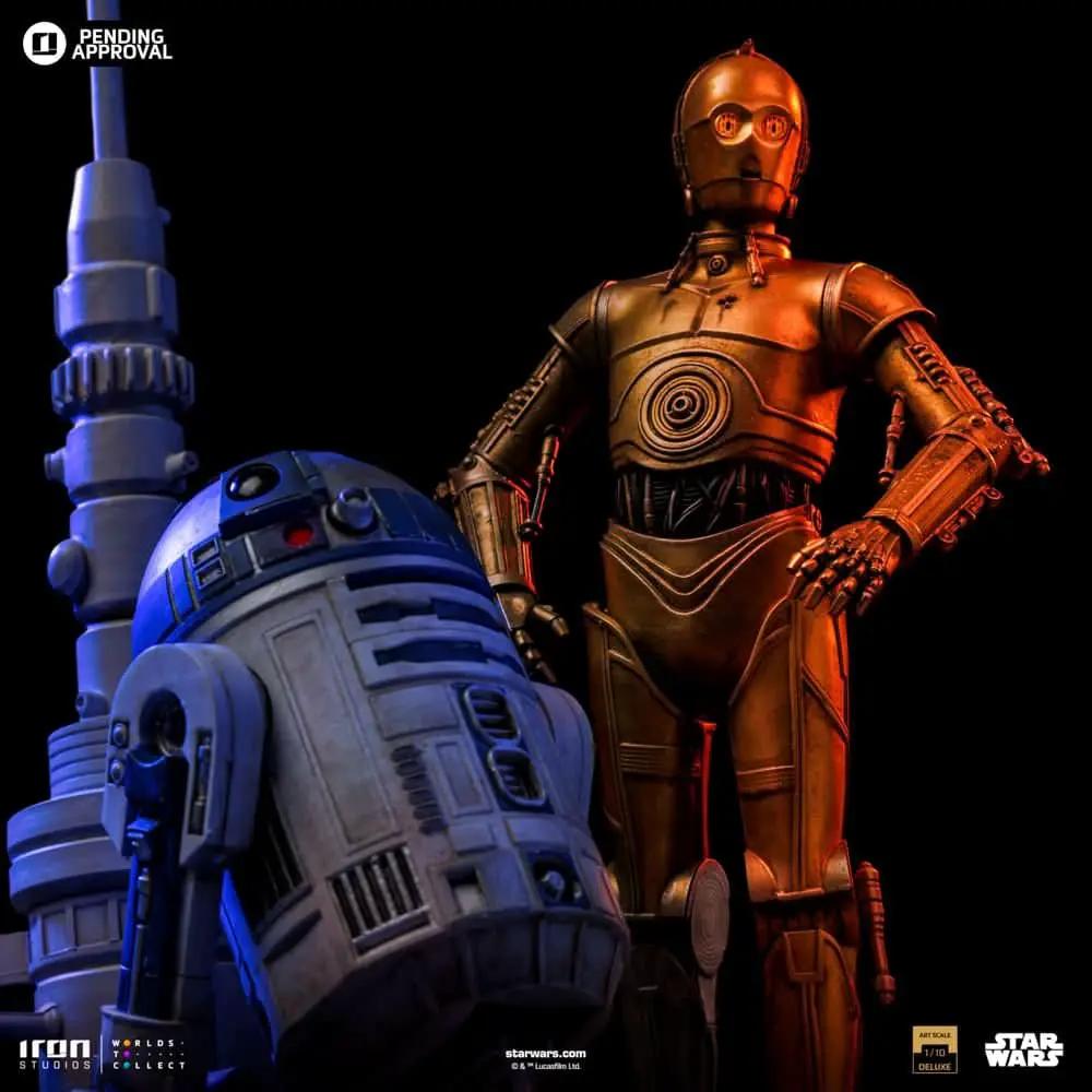 Statue set of two droids: C-3PO and R2-D2 in gold and blue-gray, Star Wars Art Scale 1/10 by Iron Studios