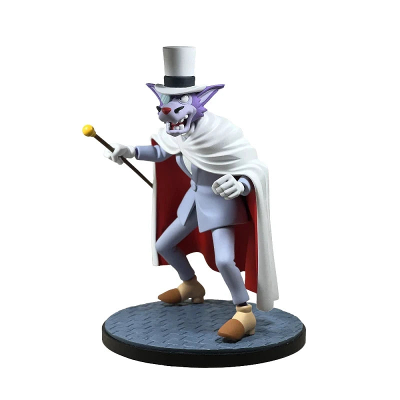 Statue Moriarty from SEMIC Animation Collection; purple cat in white cape on a diamond-plate base, detailed statue.