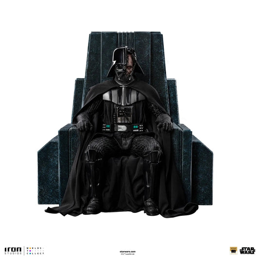 Iron Studios Darth Vader statue on black marble throne, Star Wars Obi-Wan Kenobi 1/10 scale.