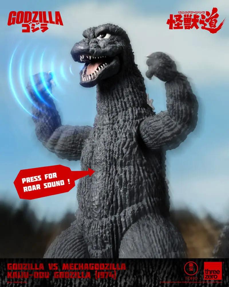 ThreeZero Godzilla (1974) Kaiju-Dou figure, gray textured sculpt, 23 cm with roar sound feature