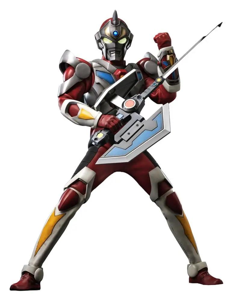 ThreeZero Gridman action figure, 30 cm, Tokusatsu color version, red and silver body with blue shield and sword