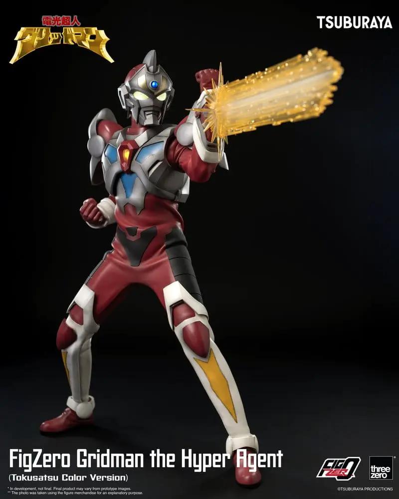 ThreeZero FigZero Gridman the Hyper Agent action figure, Tokusatsu color version, red and silver armor with energy beam