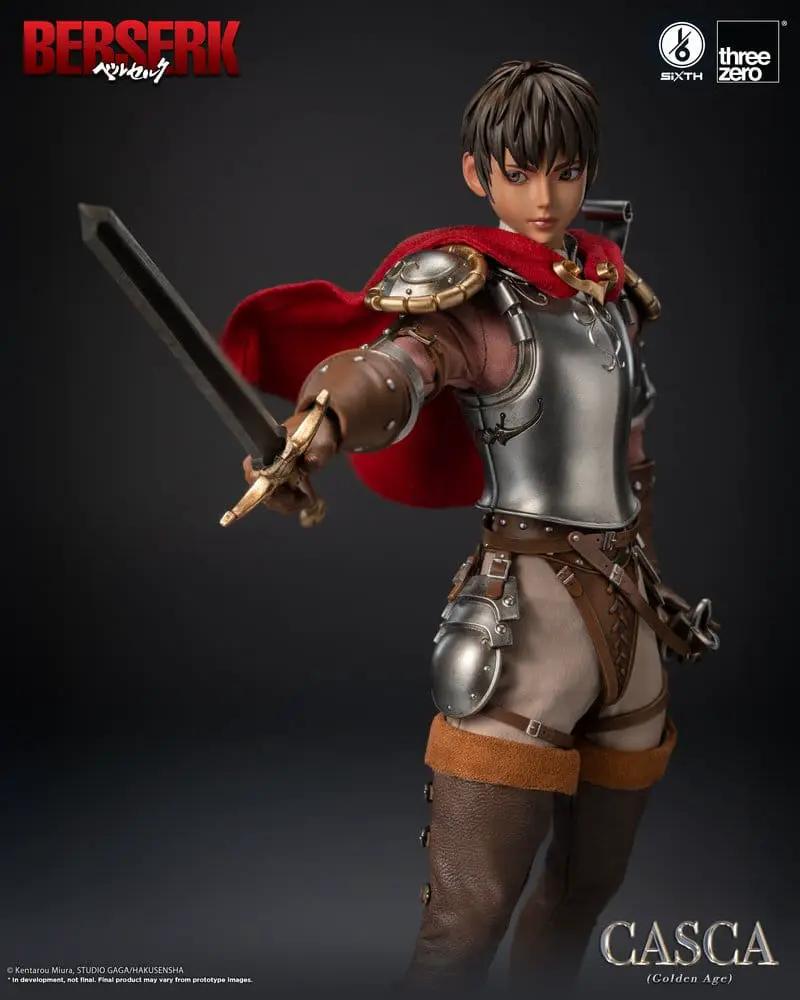 Figura de acción Berserk Casca 1/6, 28 cm, armadura plateada y capa roja, de THREE ZERO.