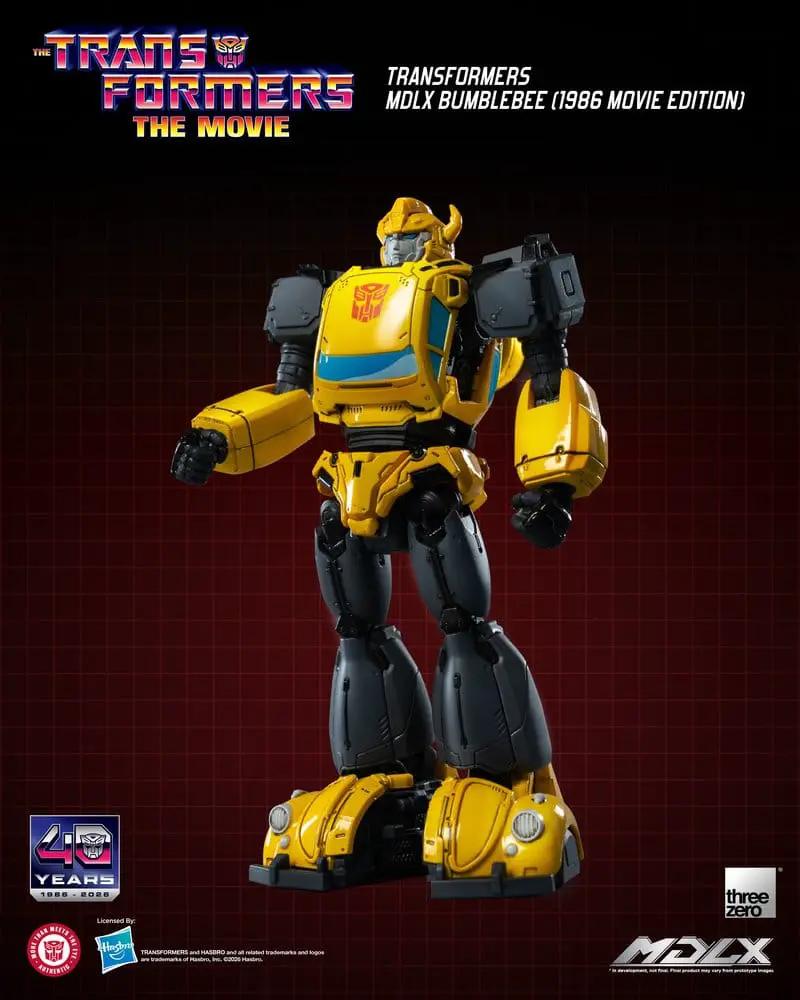 Figura MDLX Bumblebee 1986 Movie Edition de ThreeZero, figura de acción amarilla y negra.