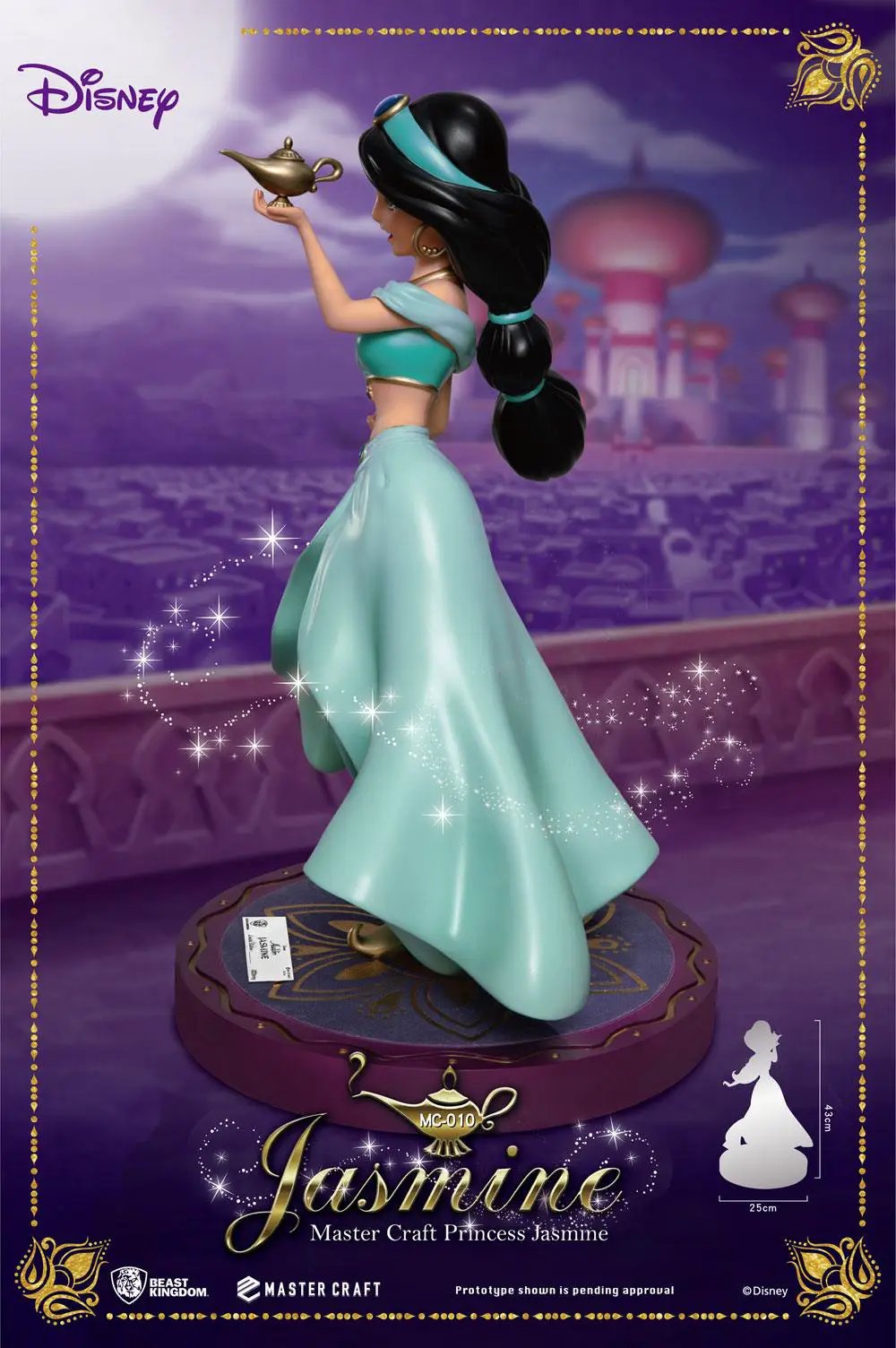 Estatua de Jasmine de Disney, Master Craft Jasmine, 38 cm, de BEAST KINGDOM, con traje turquesa y sosteniendo la lámpara