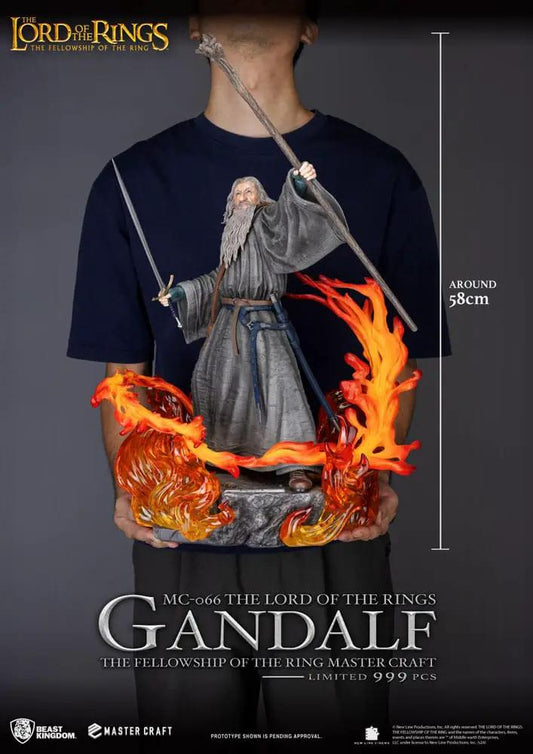 Gandalf Master Craft statue by Beast Kingdom, 58 cm tall with sword and staff and fiery base, limited 999 pcs