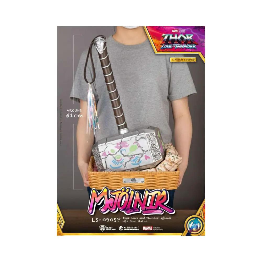 Mjolnir Love 1:1 Scale Statue by Beast Kingdom, Marvel Thor hammer with metallic head and brown grip