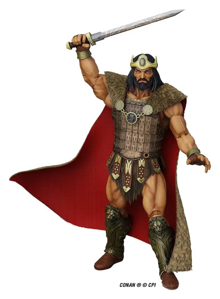 Conan Epic H.A.C.K.S. 1/12 action figure by Boss Fight Studio, King Conan in armor with sword and red cape.
