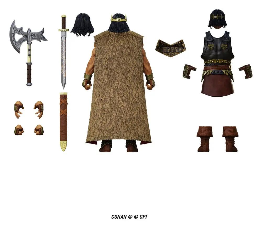 Conan 1/12 H.A.C.K.S. action figure by Boss Fight Studio with fur cloak, sword, axe, armor, interchangeable hands and boots