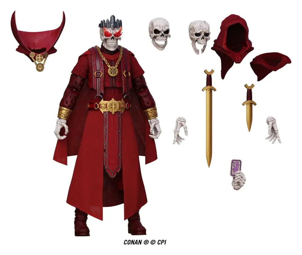 Figura de acción Conan Epic H.A.C.K.S. 1/12 Thulsa Doom: Hechicero no muerto con capa roja y dos espadas doradas