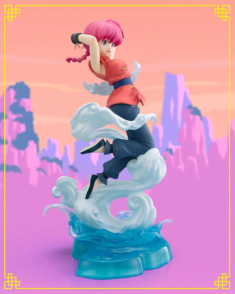 Ranma 1/2 PVC estatua FiguartsZERO Ranma, 20 cm, Bandai; figura de acción con cabello rosa y top rojo, base de olas azules