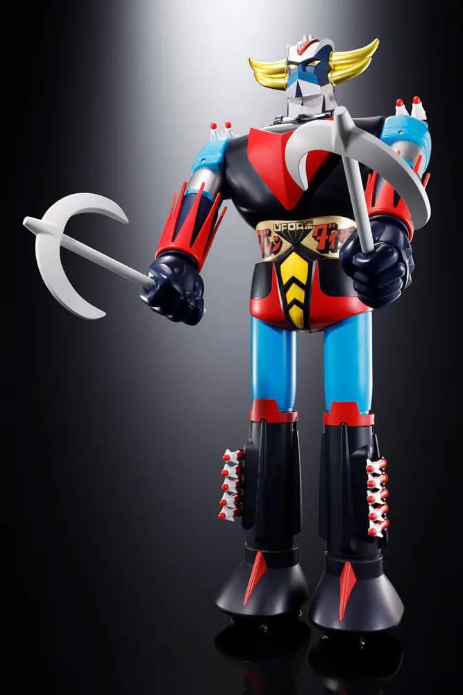 Jumbo Machinder Ufo Robo Grendizer action figure, Bandai, 60cm, blue/red/black with yellow accents, crescent scythe.