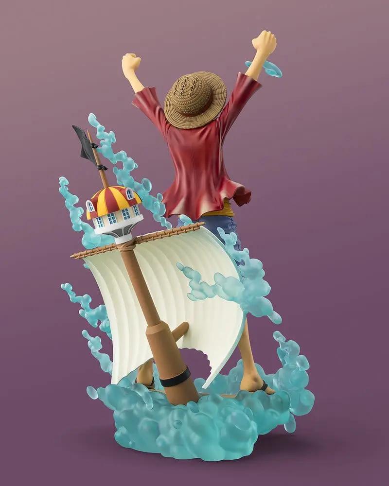 Figura Figuarts ZERO Monkey D. Luffy, TAMASHII NATIONS, 25 cm, sombrero de paja y barco entre olas turquesas