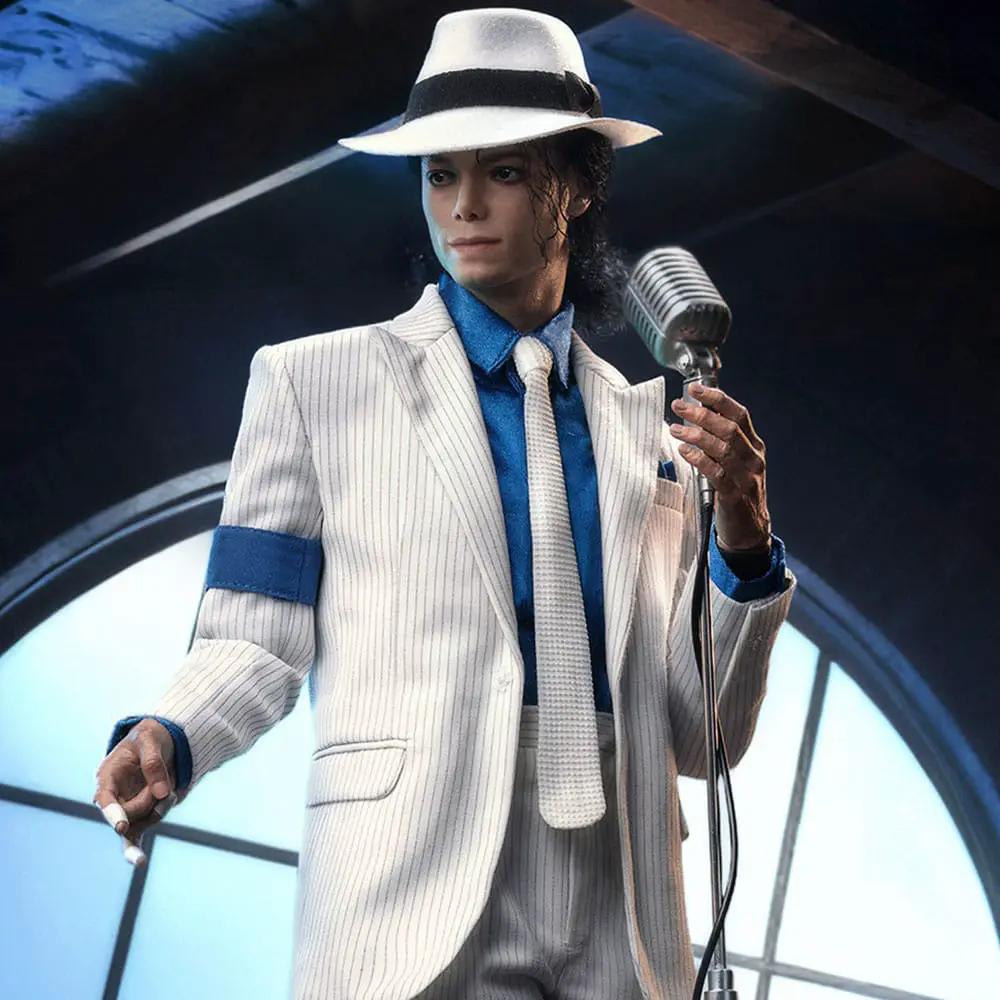 Michael Jackson 1/6 action figure, DAMTOYS Smooth Criminal Deluxe, 30 cm, white pinstripe suit with blue shirt