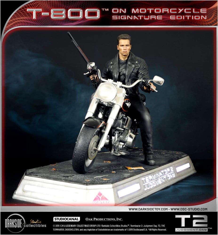 Terminator 2Estatua T-800 On Motorcycle Limited Signature Edition 70 cm