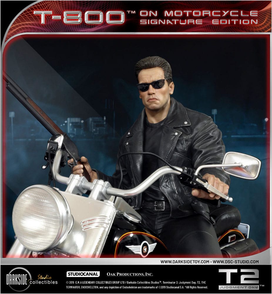 Terminator 2Estatua T-800 On Motorcycle Limited Signature Edition 70 cm
