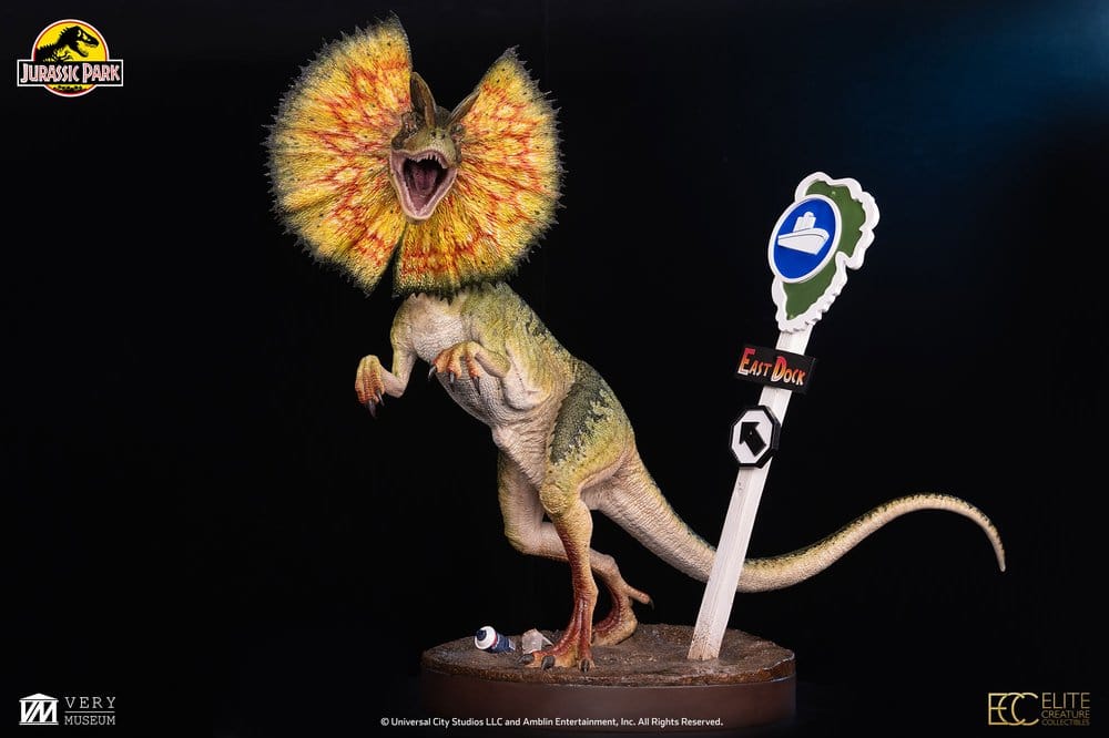Figura Dilophosaurus Parque Jurásico 1/3 maqueta, 62 cm, de Elite Creature Collectibles