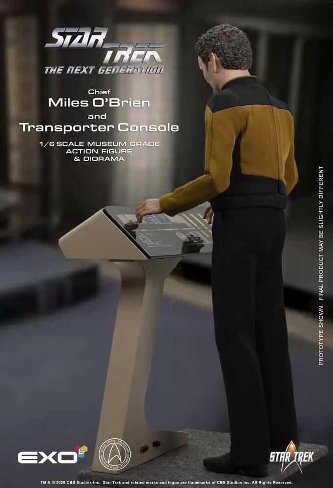 EXO-6 Star Trek Chief Miles O’Brien 1/6 scale action figure with beige transporter console