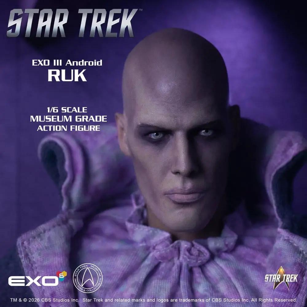 Star Trek Ruk Android action figure, 1/6 scale, museum-grade, EXO-6, purple outfit.