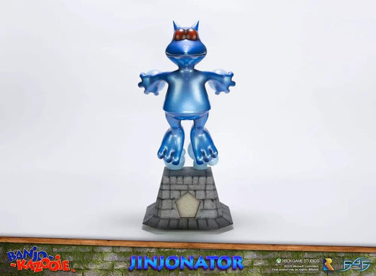 Banjo-Kazooie Jinjonator resin statue by First 4 Figures, blue figure on a stone pedestal, 46 cm tall.
