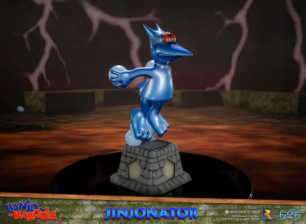 Banjo-Kazooie Jinjonator resin statue by FIRST 4 FIGURES, 46 cm, blue glossy scale model on stone pedestal.