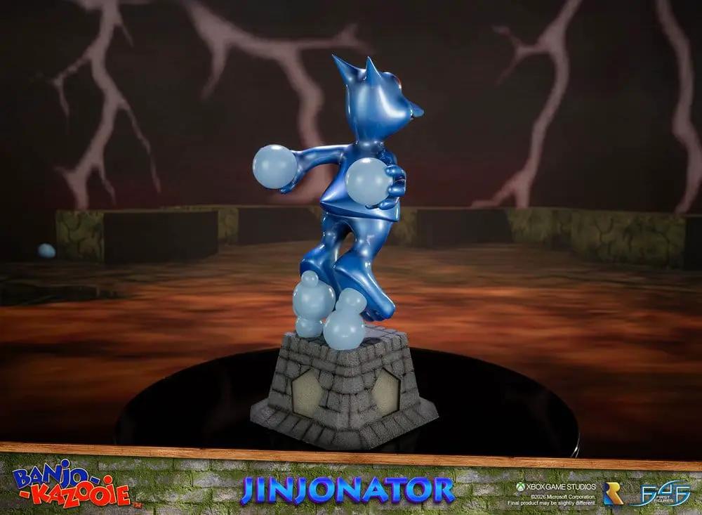 First 4 Figures Banjo-Kazooie Jinjonator blue resin statue on a stone pedestal, 46 cm tall