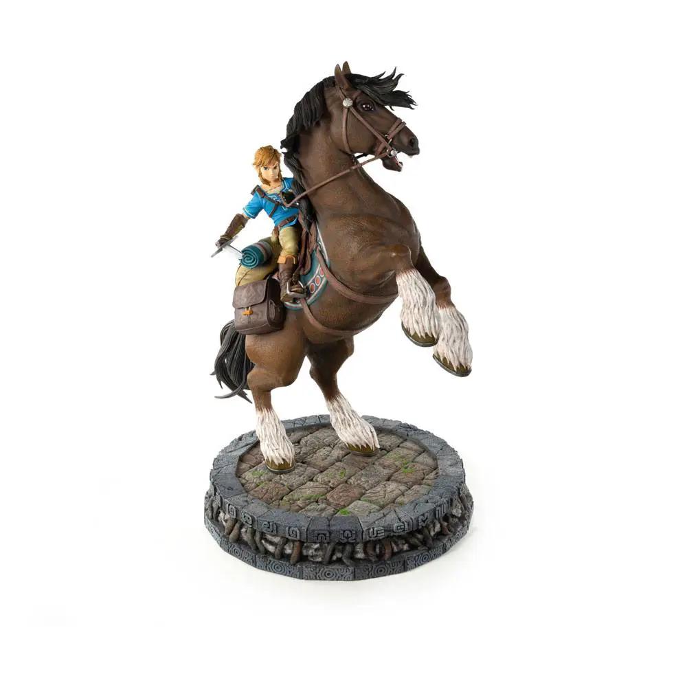 The Legend of Zelda Breath of the Wild Link on Horseback statue by FIRST 4 FIGURES, 56 cm, brown horse on stone base