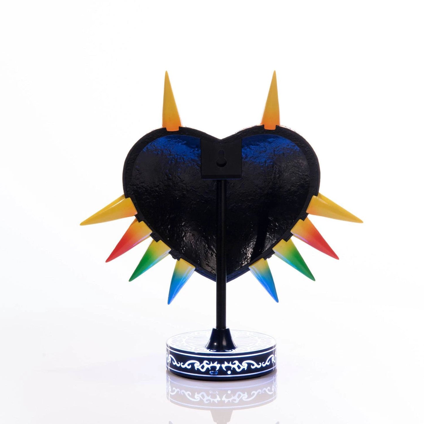 Zelda Majora's Mask PVC statue, 30 cm, by FIRST 4 FIGURES, black heart with rainbow spikes on display stand