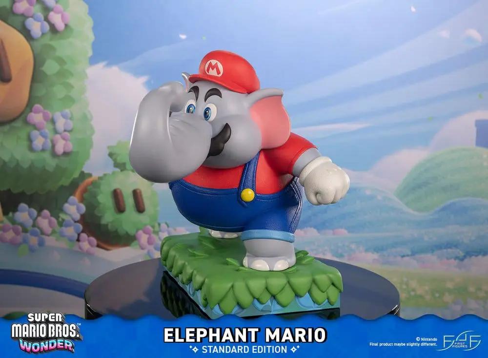 Elephant Mario resin statue by FIRST 4 FIGURES from Super Mario Bros. Wonder, standard edition, gray with red cap