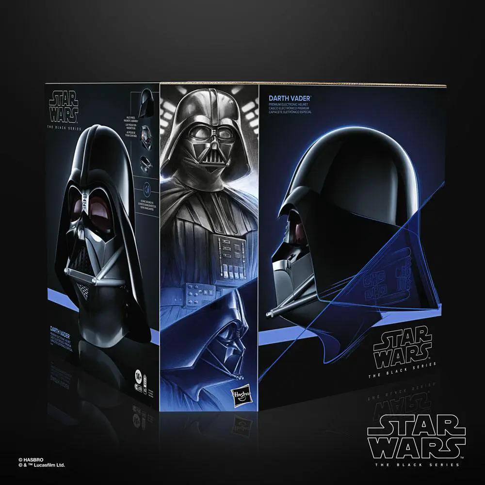 Darth Vader electronic helmet from Star Wars The Black Series by Hasbro, packaging artwork