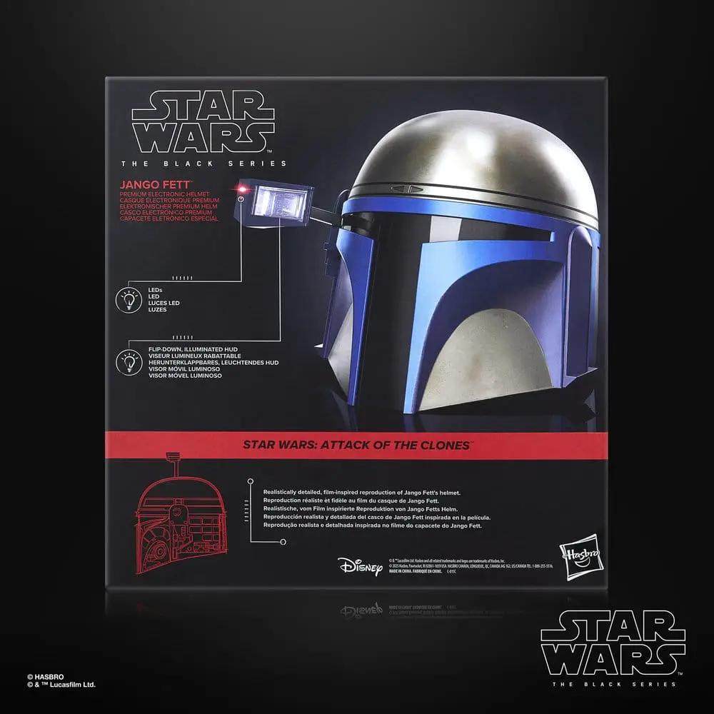 Casco electrónico Jango Fett de Star Wars The Black Series, Hasbro, plateado con detalles azules